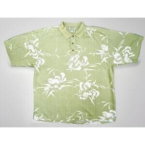 VTG Tommy Bahama Shirt Men's XL Green Preppy Casual Golf Hawaiian Button Up Silk